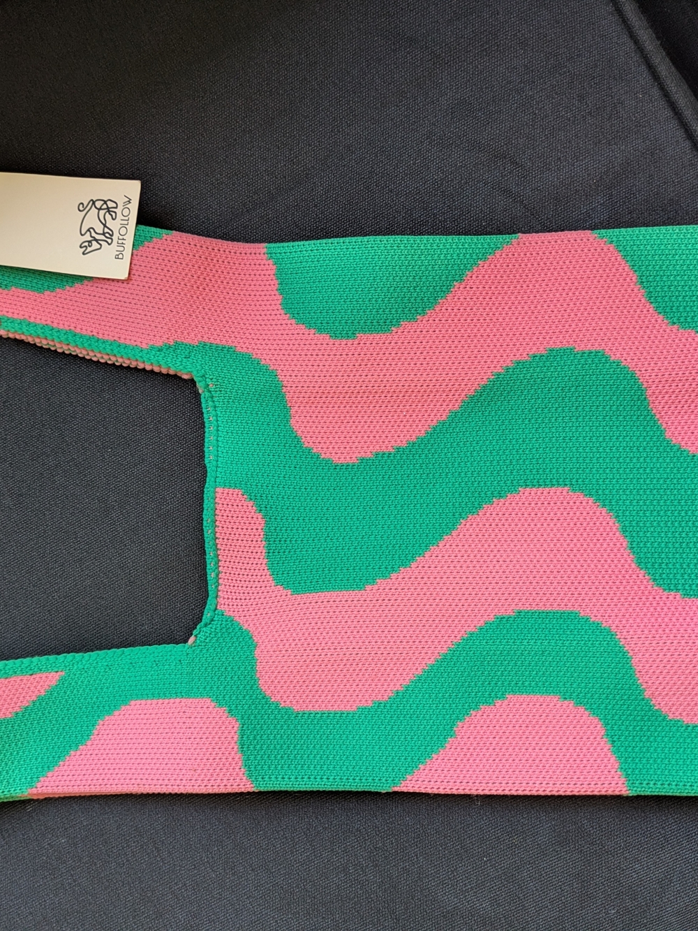Buffollow Pink & Teal Wave Knit Tote